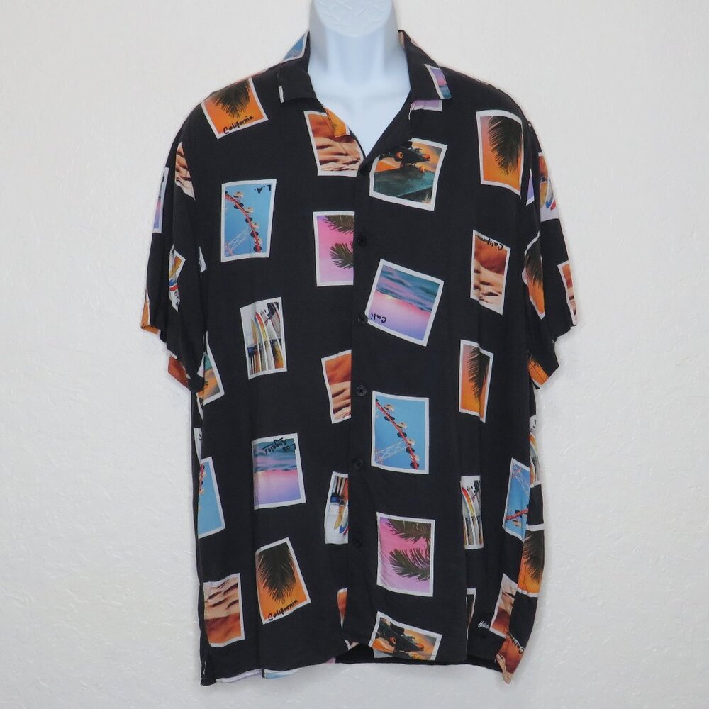 Hollister* Men's Short Sleeve Button Down Straight Hem Stretch Shirt~ Size XL